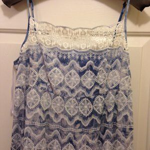 NWT Tanner Doncaster Long Blue & White Embroidered Sun Dress size 6